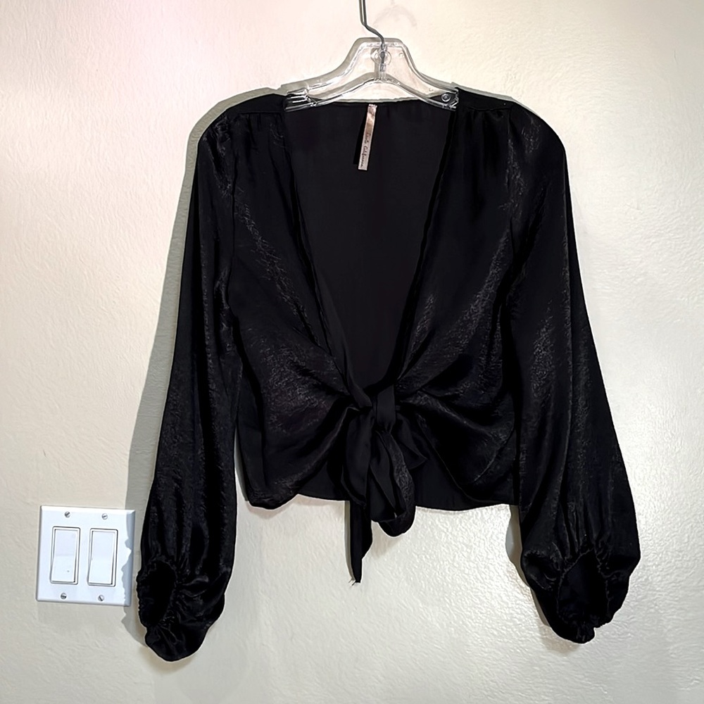 Lani California cropped tie front wrap blouse